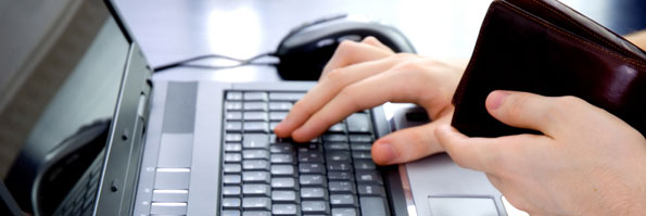 Customer banking online using their laptop
